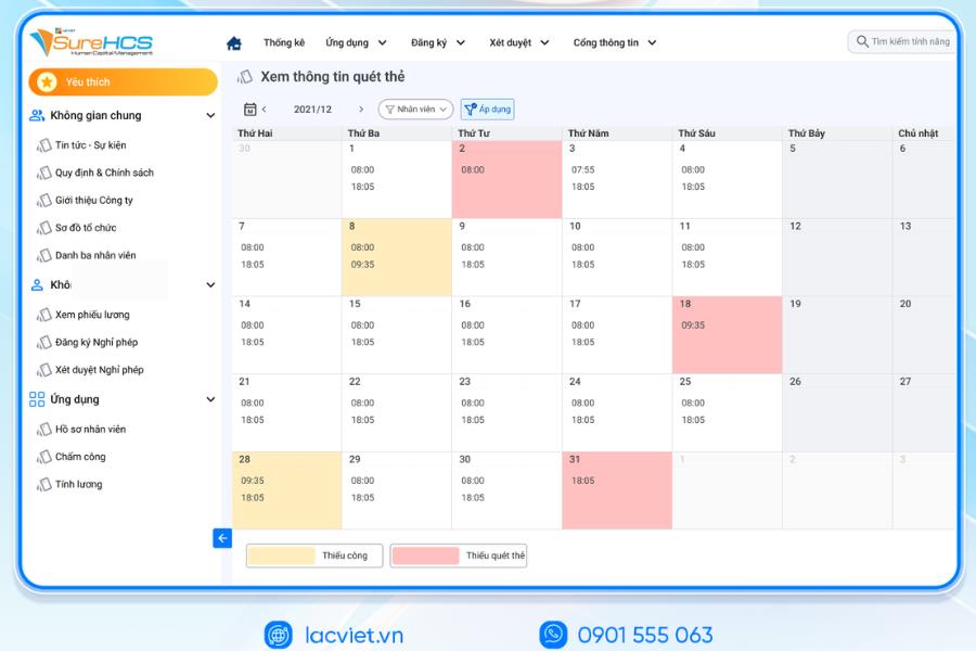 Dữ liệu chấm công tự động tổng hợp