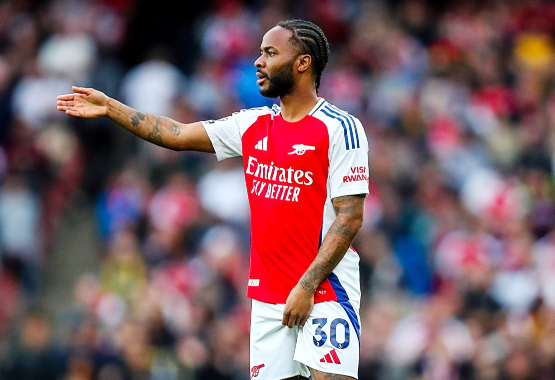 raheem sterling arsenal reacts during premier