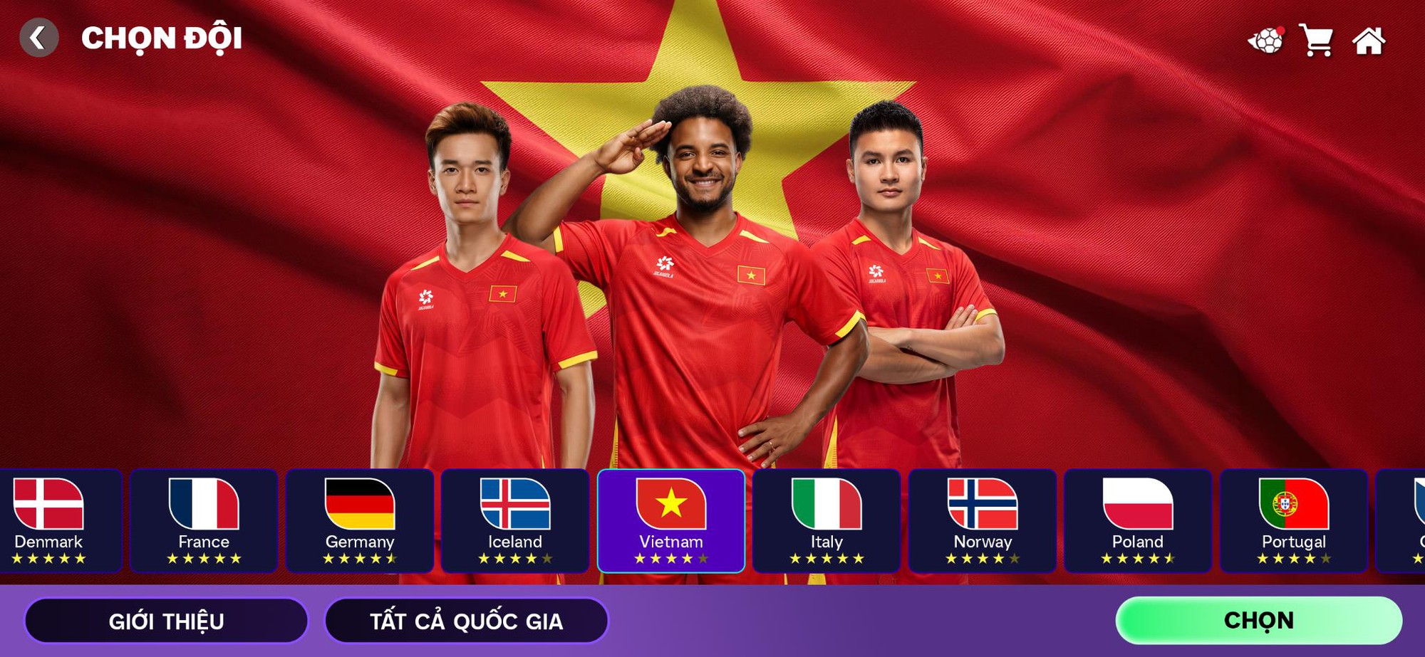 Đội tuyển Việt Nam trong chế độ Giải Vô Địch Thế Giới của FC Mobile