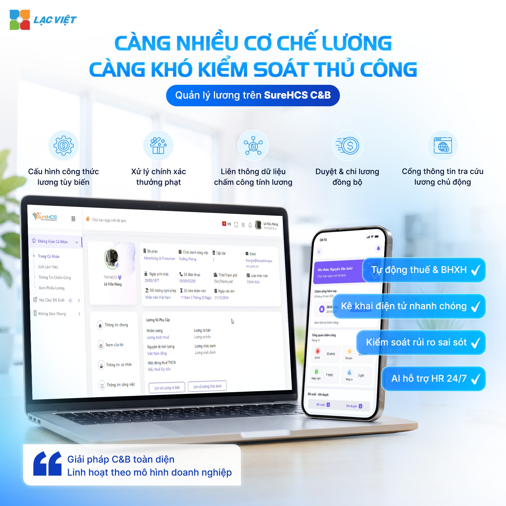 Quản lý lương linh hoạt tùy chỉnh